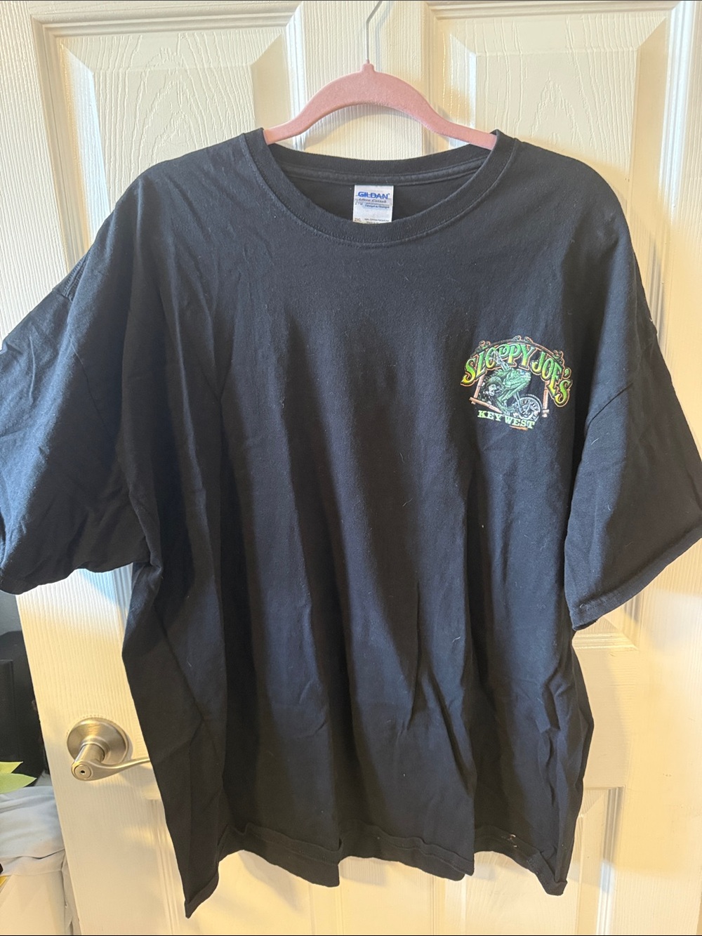Gildan Black Tee with Green and Yellow Chest Graphic